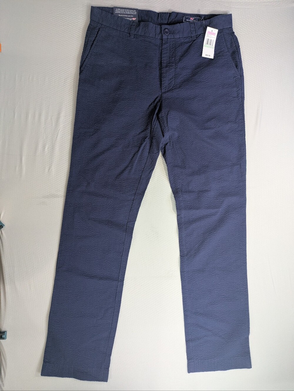 Vineyard Vines Breaker Pants Mens Navy Blue Seersucker Performance 34x34"